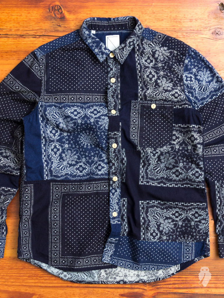 Bandana Ranru Button Down Shirt in Dark Indigo – Blue Owl Workshop