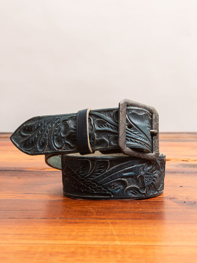 Hand Tooled Leather Belt in Indigo – Blue Owl Workshop