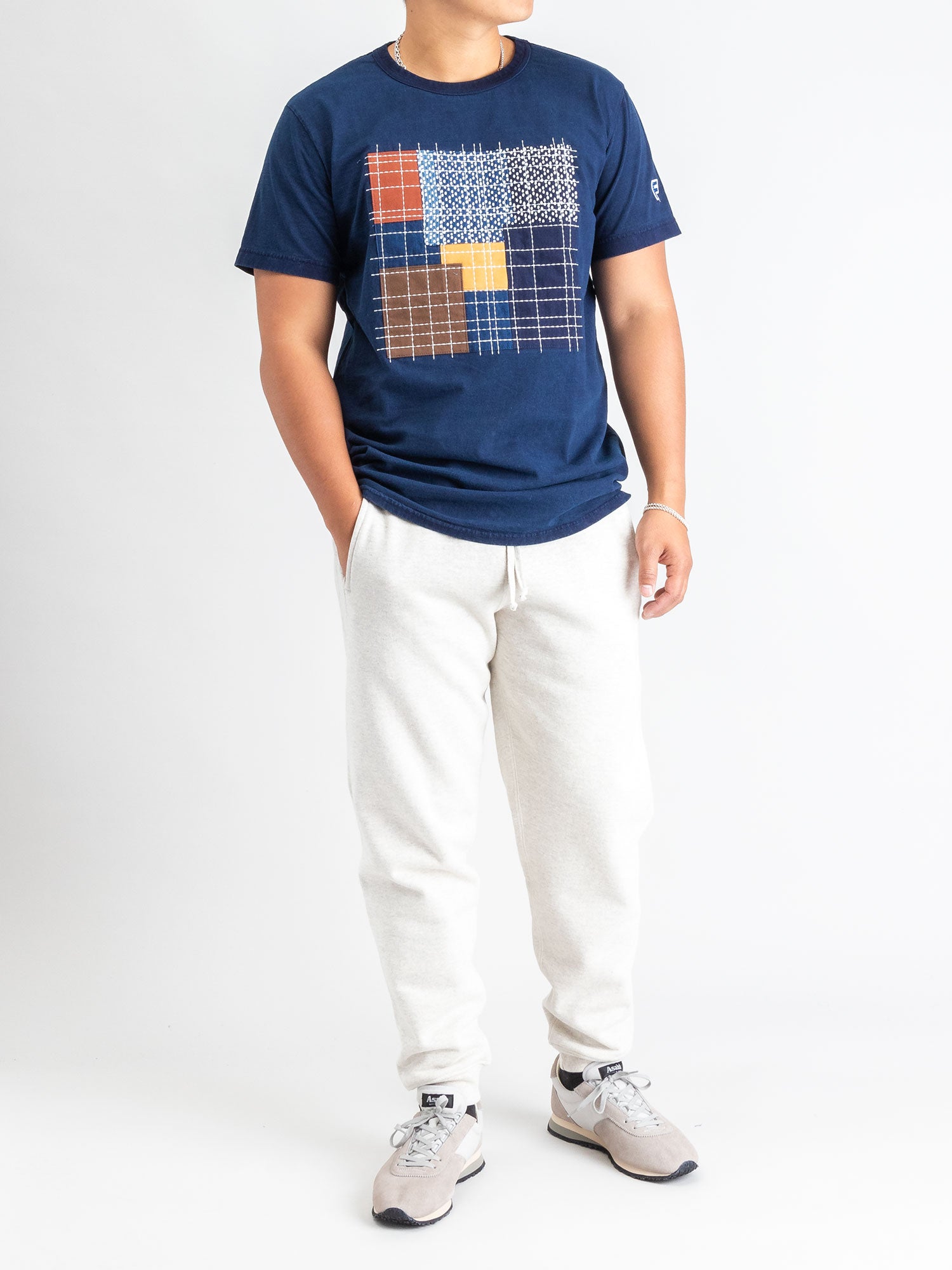 Boro Patchwork T-Shirt in Indigo