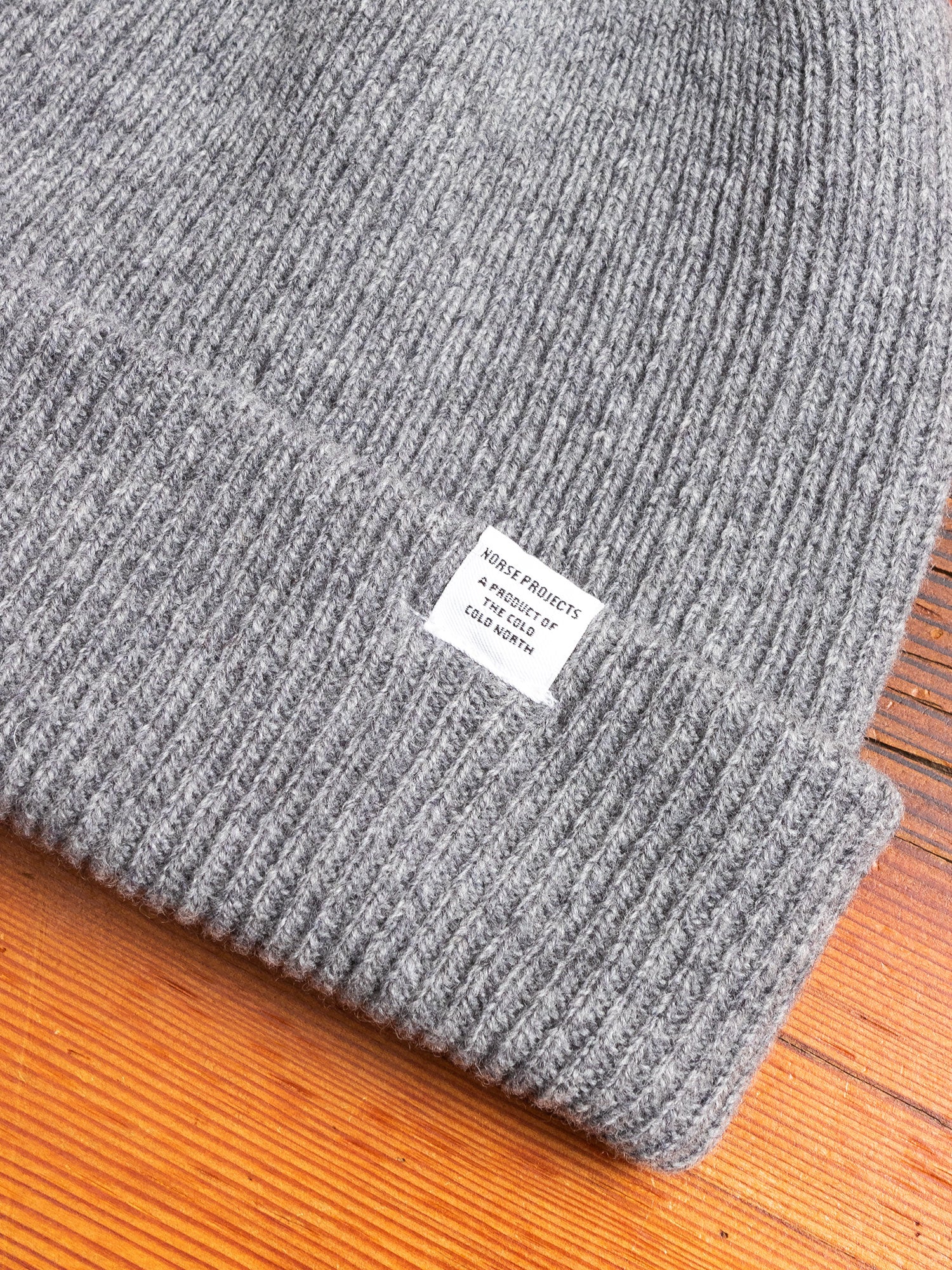 Lambswool Beanie in Grey Melange