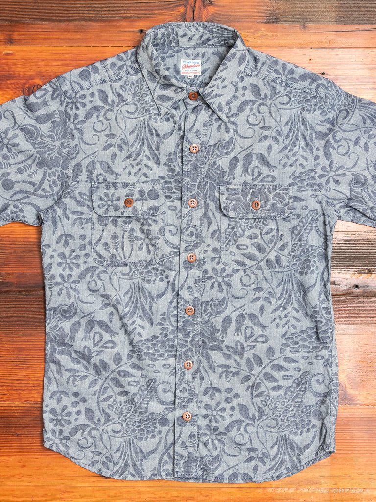 06-113 Flower Jacquard Shirt in Light Indigo – Blue Owl Workshop