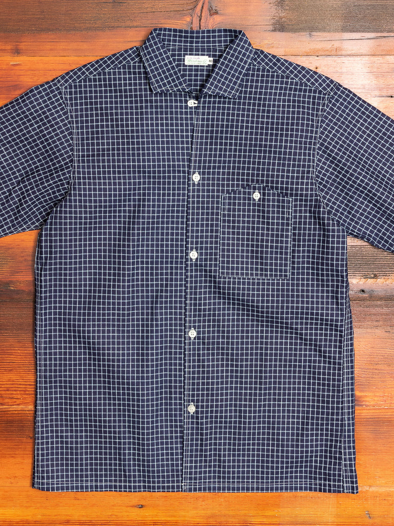 3091 Open Collar Shirt in Indigo Check – Blue Owl Workshop