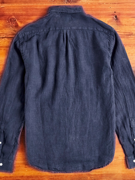Linen Button-Up Shirt in Navy – Blue Owl Workshop