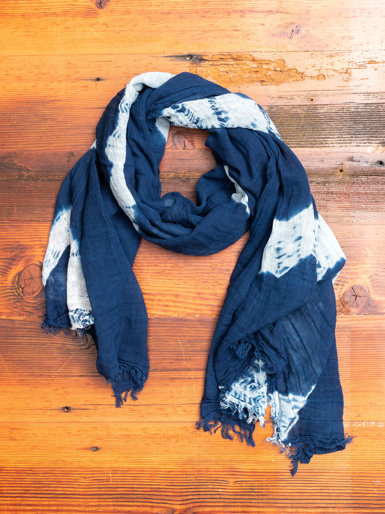 indigo linen scarf