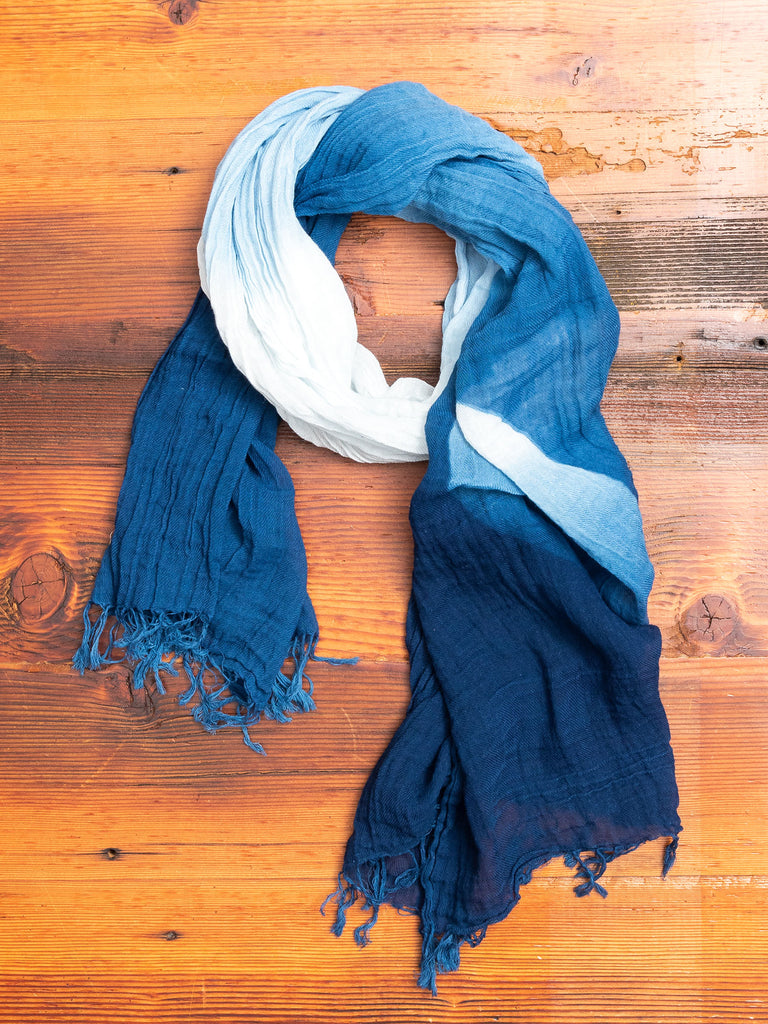 indigo linen scarf