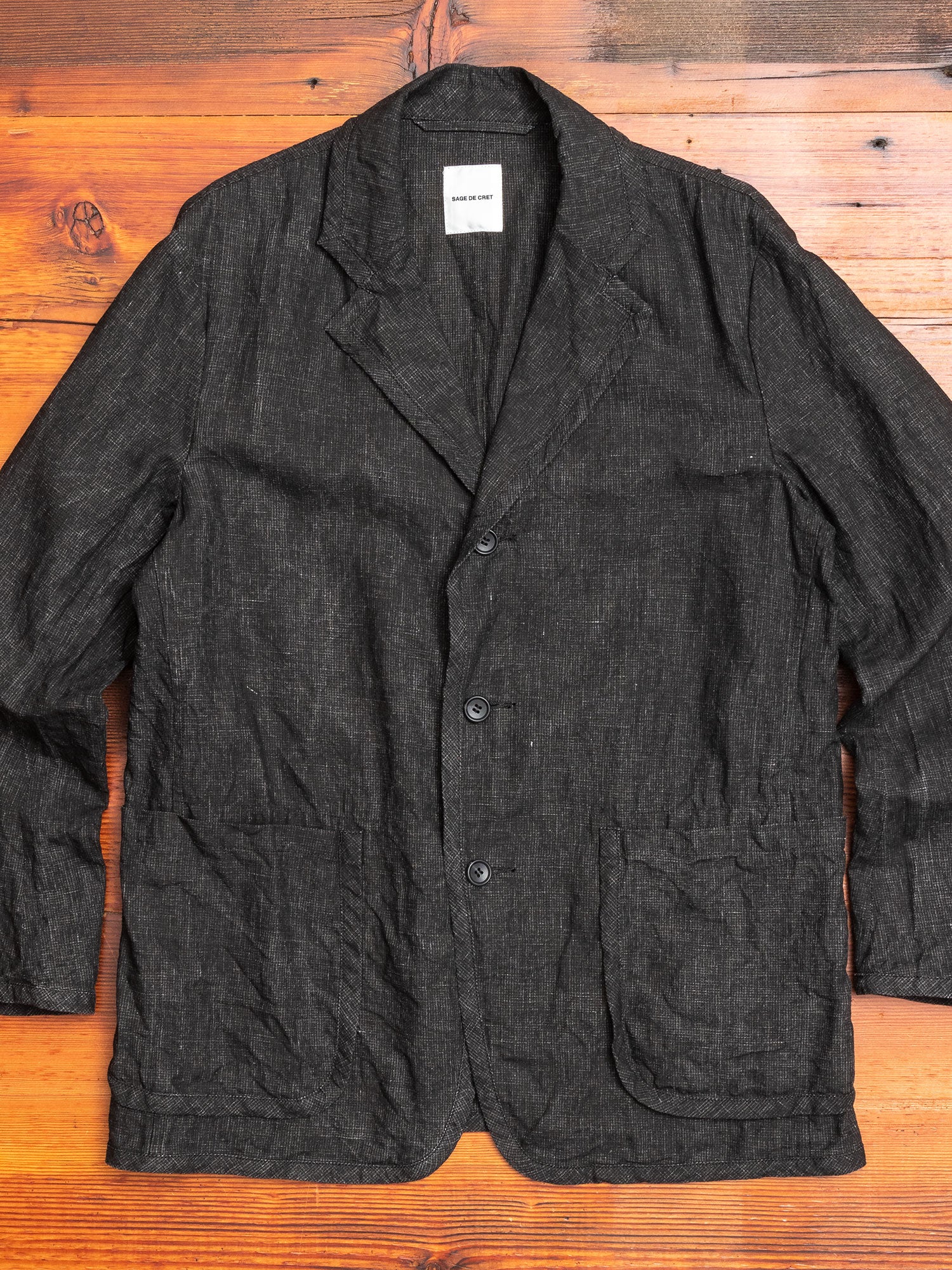 Piping Jacket in Black Linen