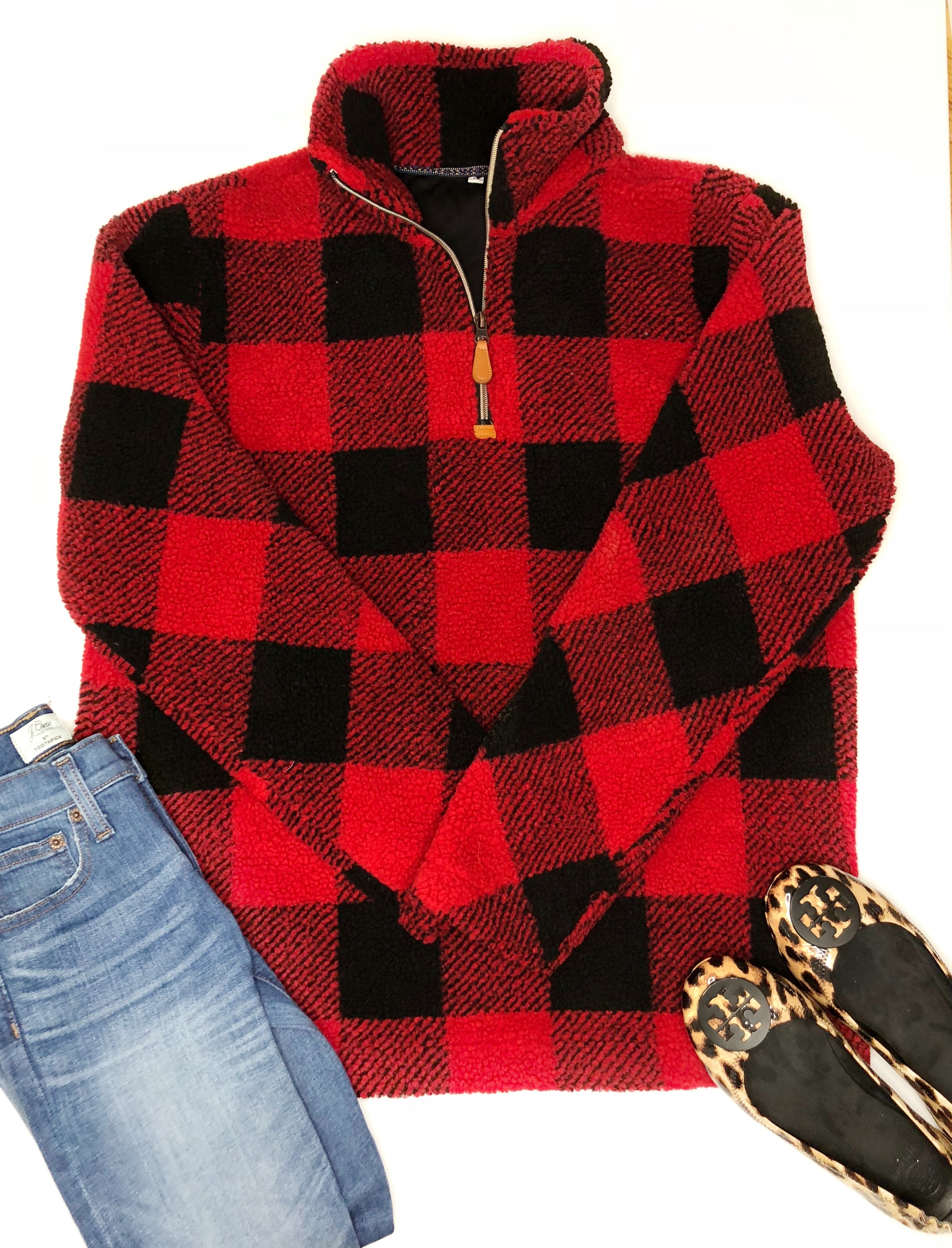 buffalo check sherpa pullover