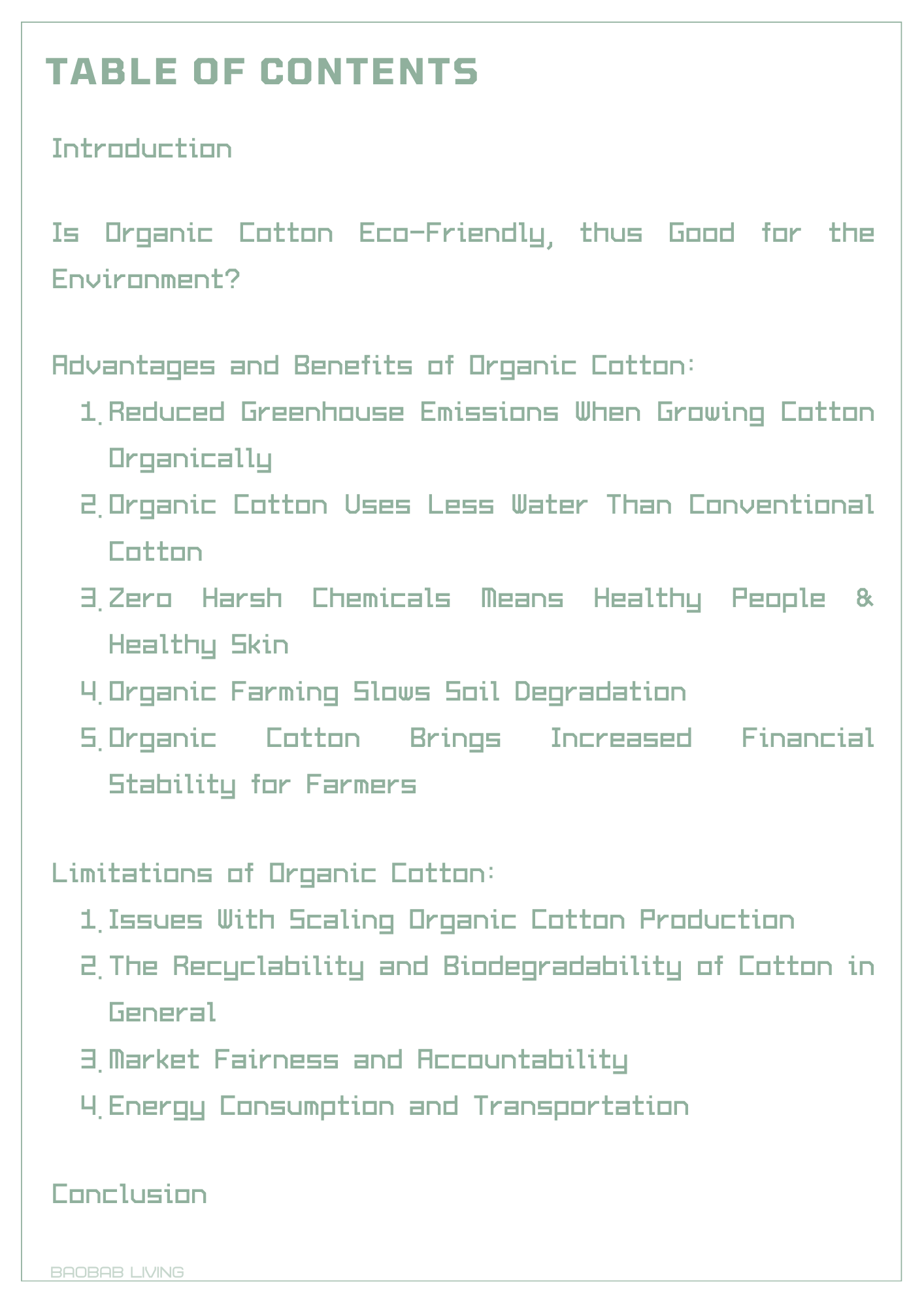 BENEFITS OF ORGANIC COTTON