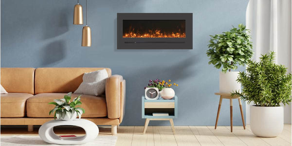 Amantii 26 Wall Mount with Steel Surround Liveing Room Sable Yellw Flame