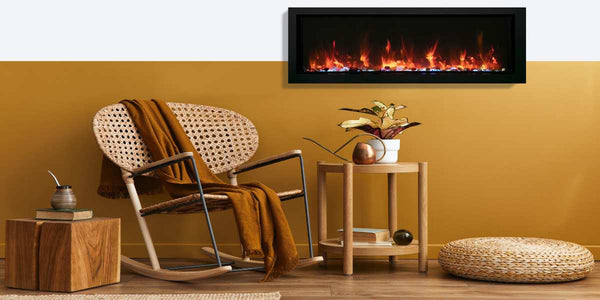 Amantii Panorama Extra Slim 30 Built-In Linear Electric Fireplace Living Room