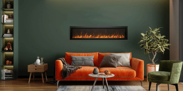 Amantii Panorama Extra Slim 50 Built-In Linear Electric Fireplace Living Room