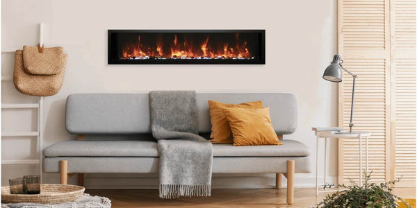Amantii Symmetry Smart Xtra Slim 50 Linear Electric Fireplace Living Room Ice Media Mix Red Flame