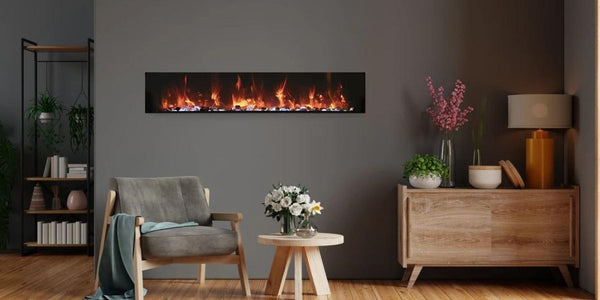 Amantii Symmetry Xtra Tall 74 Built-In Linear Electric Fireplace Ice Guess Room Crystal Media