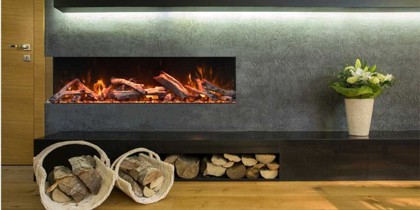 Amantii Tru View Bespoke 45 3-Sided Linear Electric Fireplace Scaled Living Room