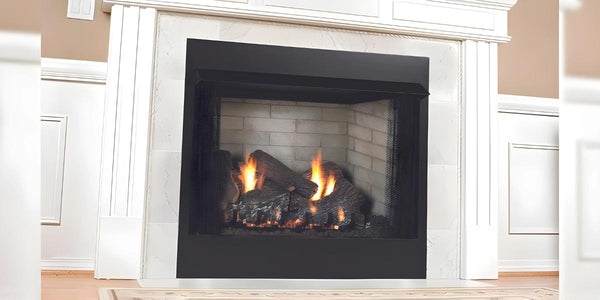 Breckenridge Deluxe 32 Vent-Free  Flush Front Firebox with Refractory Liner, Refractory Sassafras Log Set with Slope Glaze Burner System Installed Scaled