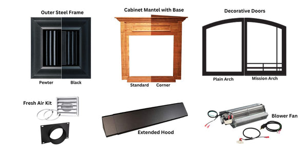 Empire Breckenridge Vent Free Firebox  Flush Front  Optional Accessories