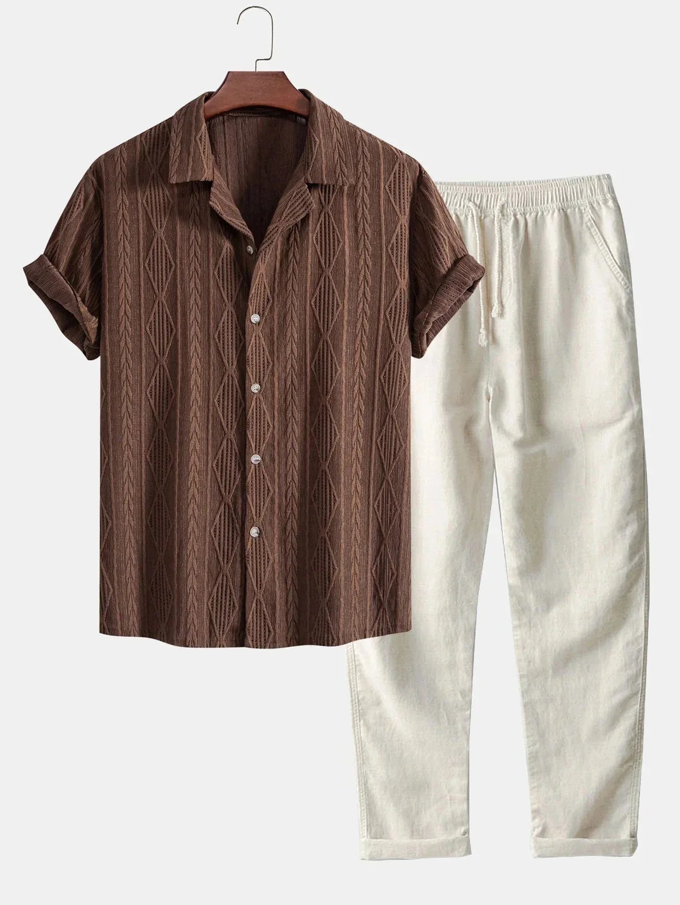 Ariano Ensemble Chemise et Pantalon en Lin front view