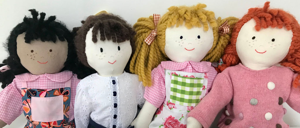 All four Jemima Company dolls arranged together.