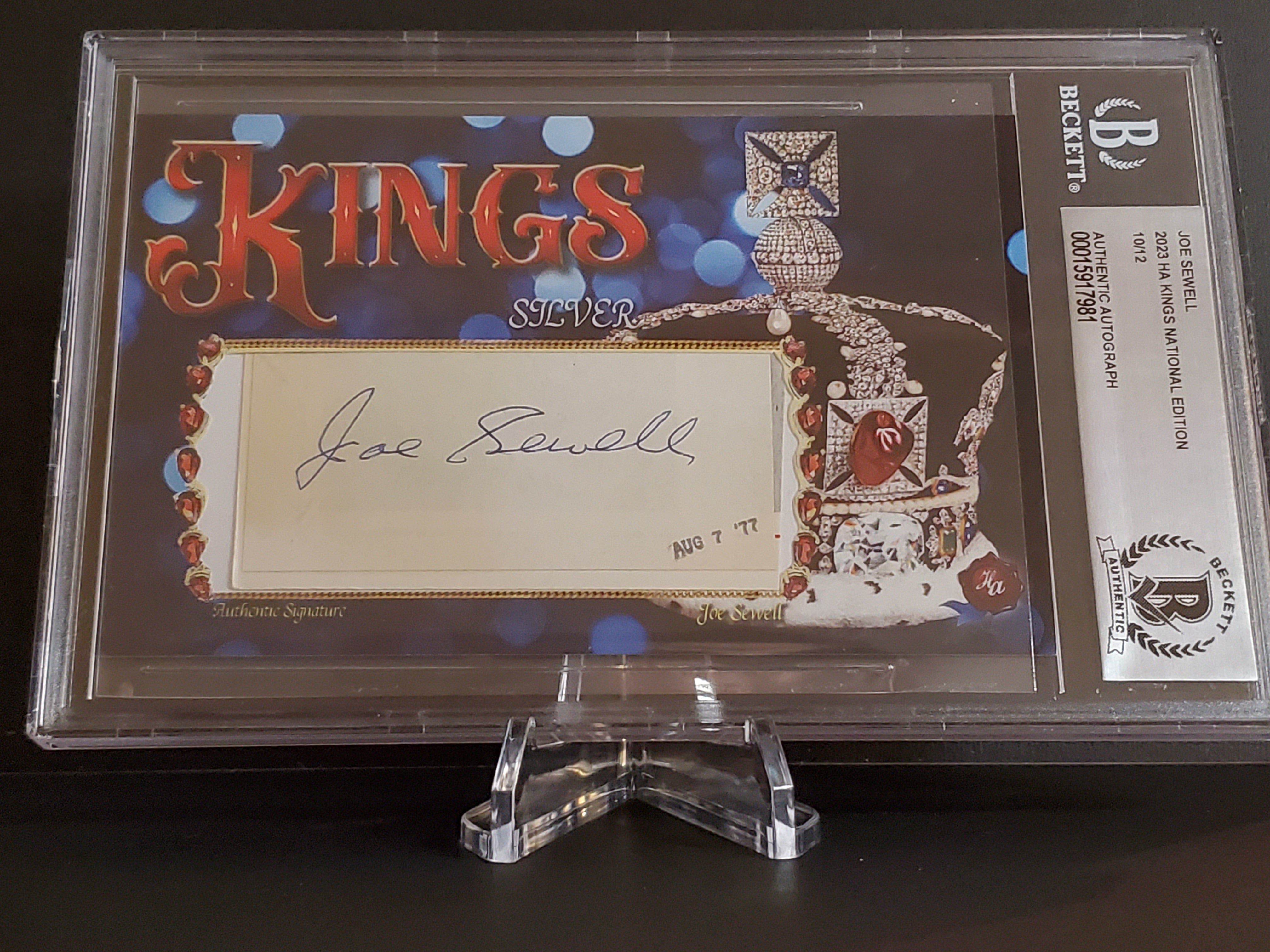 Joe Sewell 2023 Historic Autographs KINGS Silver AUTO #10/12 BGS AUTHENTIC