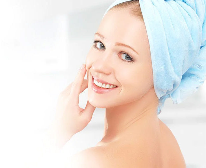 Lady Smiling while Taking a Shower in Clean Fresh Water