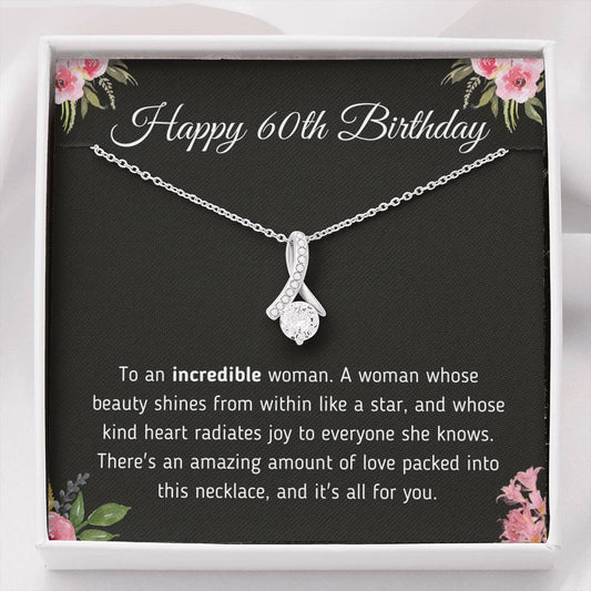 Happy 60th Birthday Alluring Necklace Jewelry Two-Toned Gift Box 