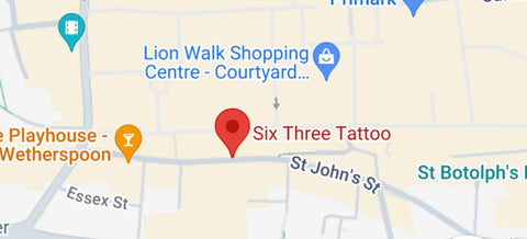 How to find us Six three tattoo colchester