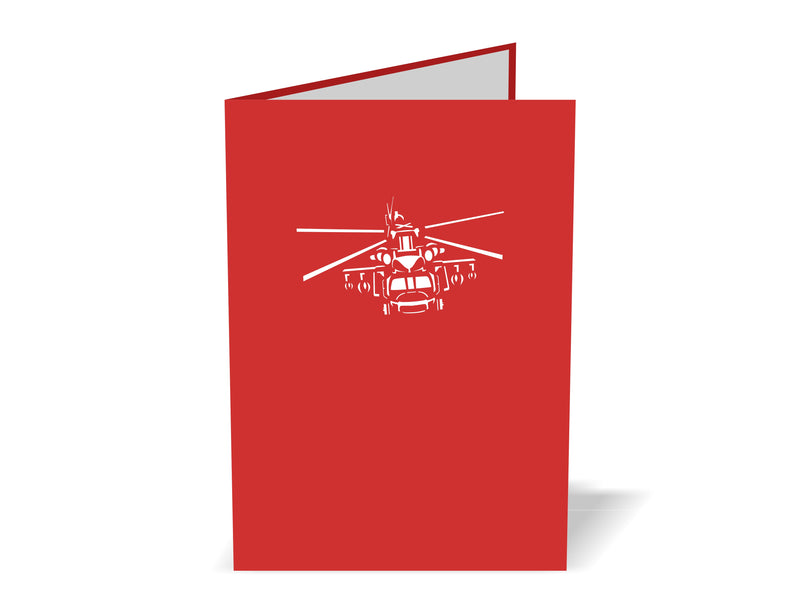 Helicopter (Red & White) 3D Creative Pop Up Card