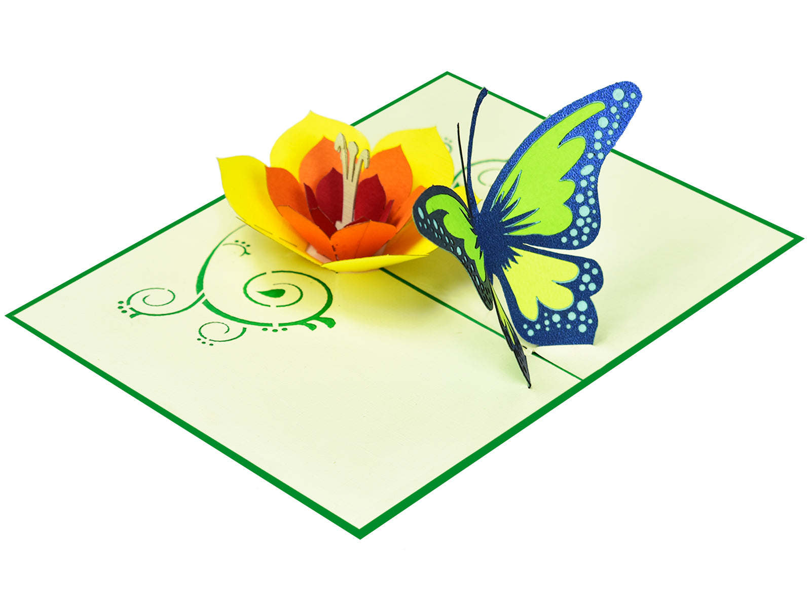 Download Flower And Butterfly Green 3d Pop Up Card Creative Popcards