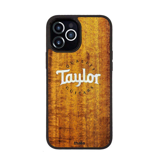 a Curly Hawaiian Koa Taylor Pearl Logo Iphone Case