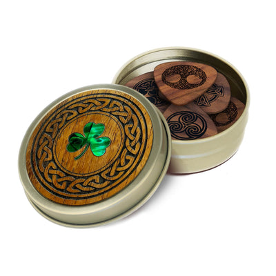 Thalia Picks Celtic Symbols & Shamrock | Rosewood 2.0 Pick Tin