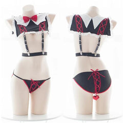 Black Sweet Heart Bow Maid Lingerie Set MK14578