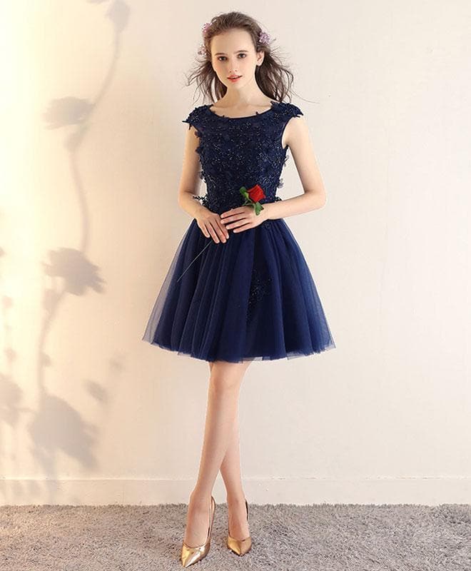 dark blue short prom dresses