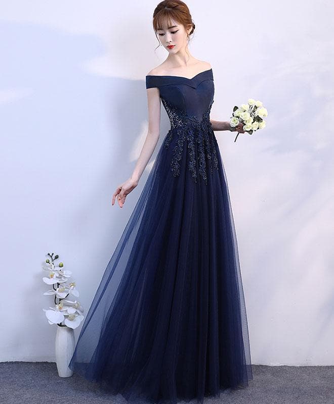 blue off shoulder long dress