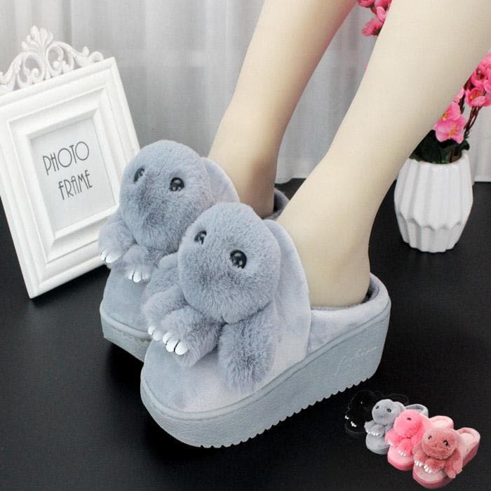 fluffy heeled slippers