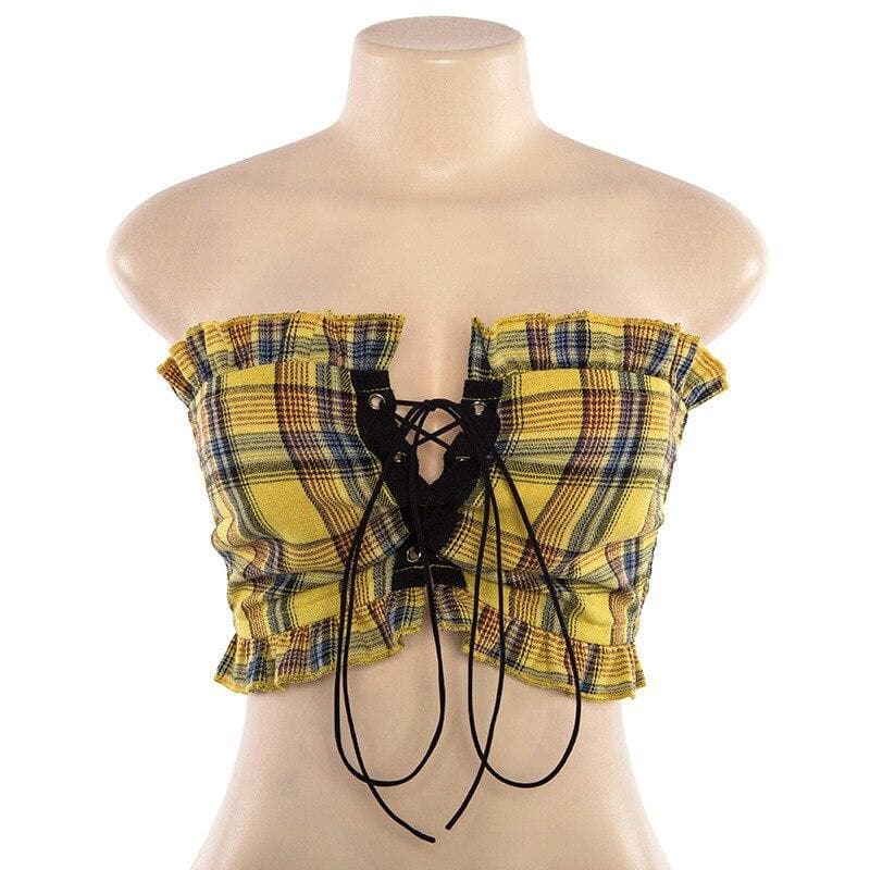 yellow plaid tank top