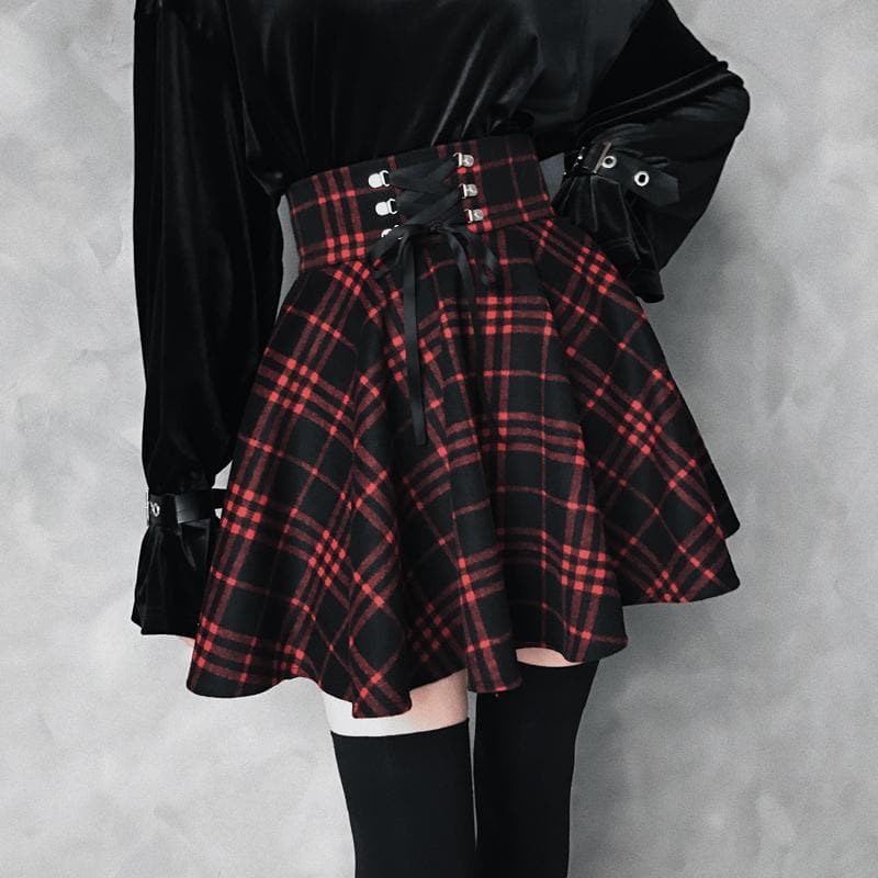 Image result for black and red plaid skirt