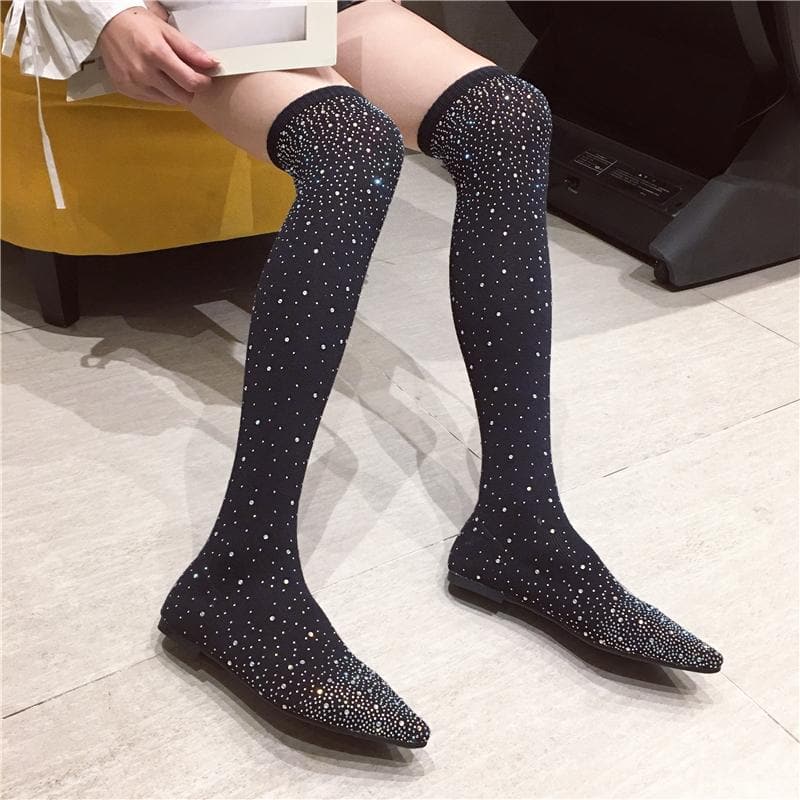 black long sock boots