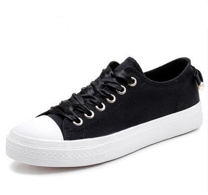 black and white canvas trainers