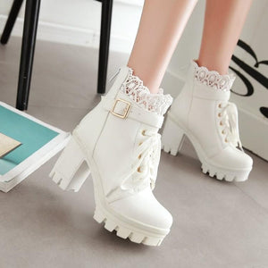 white boots with heels