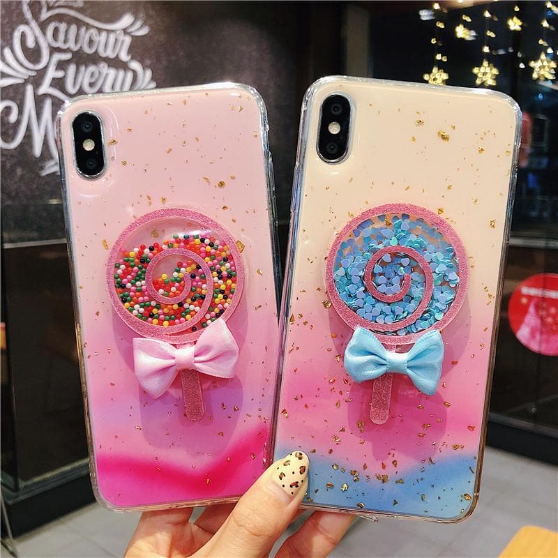 Pink Blue Kawaii Bow Lollipop Phone Case Sp