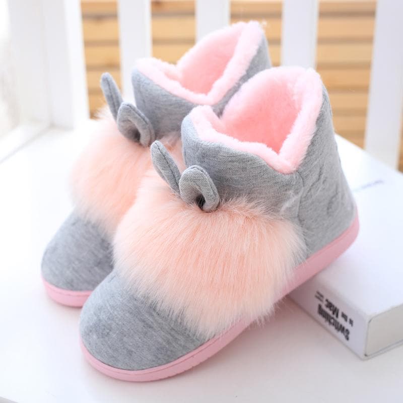 Pink/Grey Cute Fluffy Bunny Slippers Shoes SP1711277 – SpreePicky