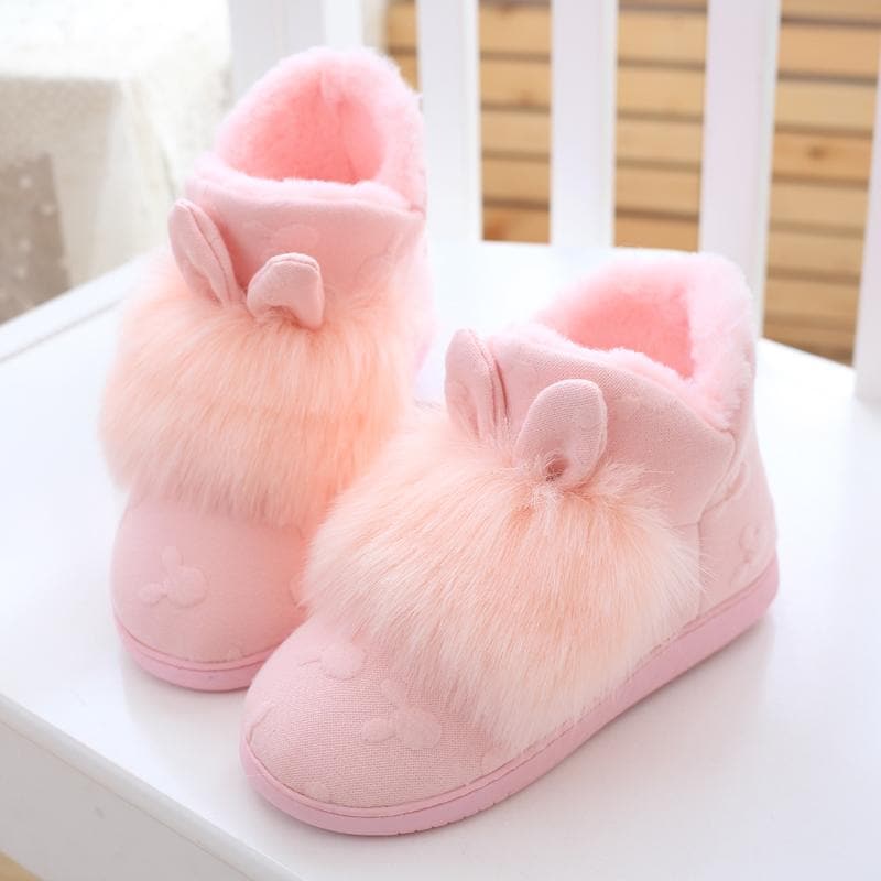 pink fluffy bunny slippers