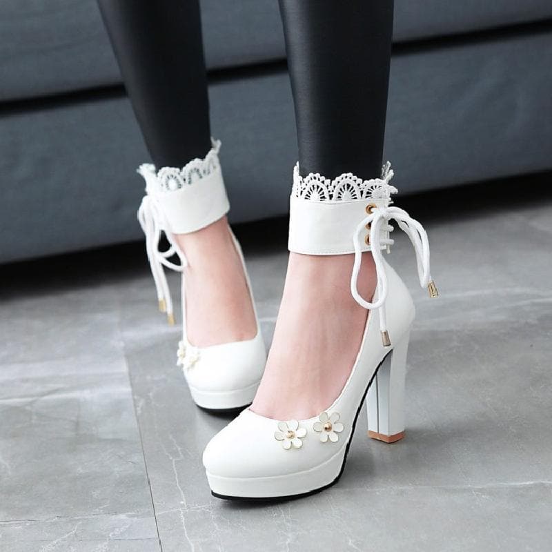 black white high heels