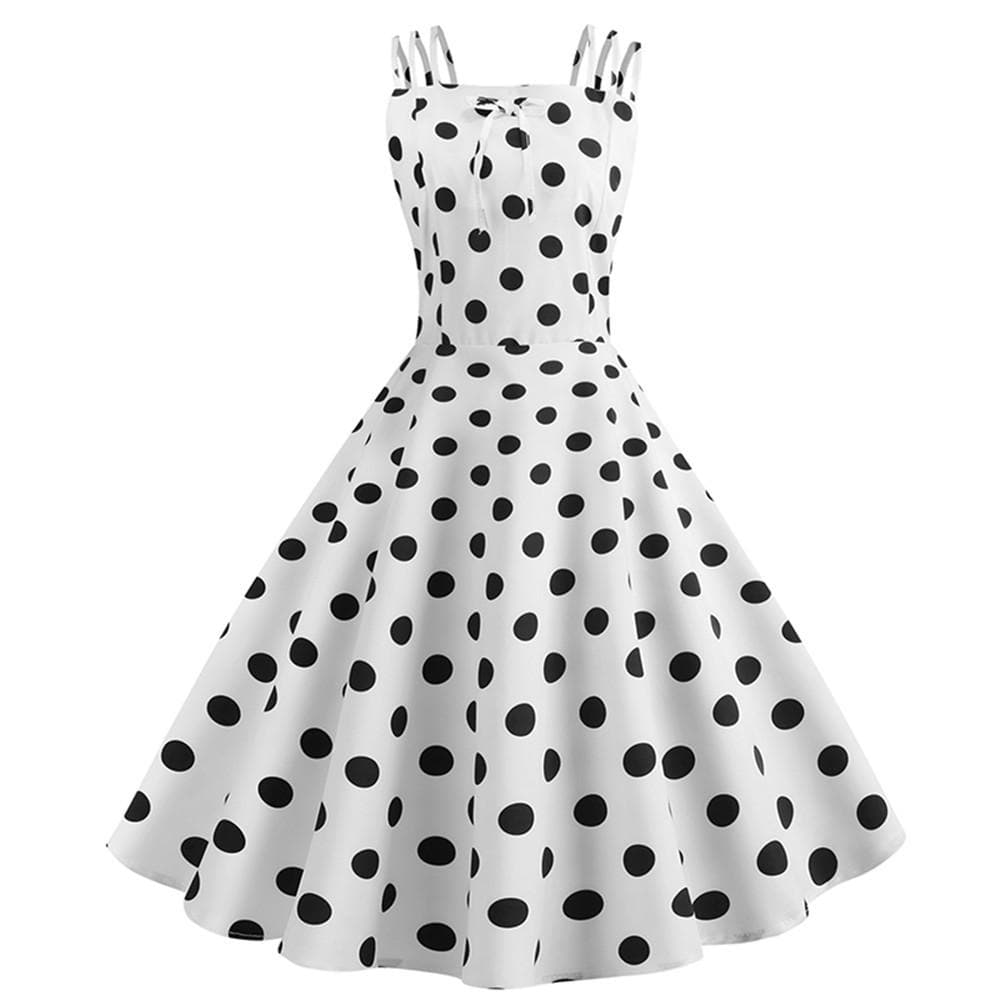 spaghetti strap polka dot dress