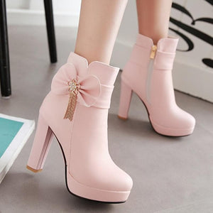 White/Pink/Black Pastel Bow High Heel 