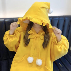 fluffy yellow hoodie
