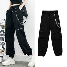 Load image into Gallery viewer, Korean Style Cargo Pants Casual Joggers Black High Waist BE104 - Harajuku Kawaii Fashion Anime Clothes Fashion Store - SpreePicky