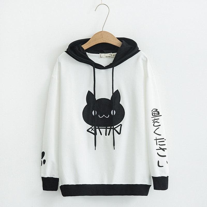 black and white cat hoodie