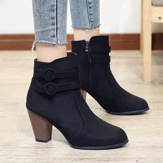 black velvet heeled boots