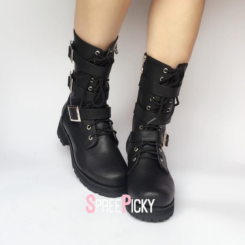 black punk boots